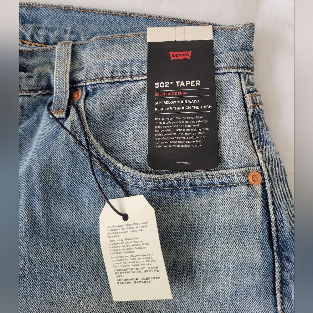 Levi's Light Blue Selvedge 502 Taper Jeans
